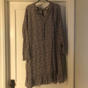 Loft Plus Long Sleeve Dress - purple and cream size 20